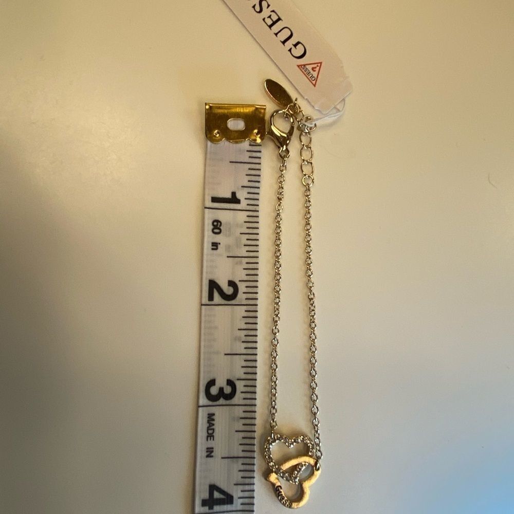Guess Gold & Rhinestone Interlocking Hearts Bracelet - Picture 2 of 7